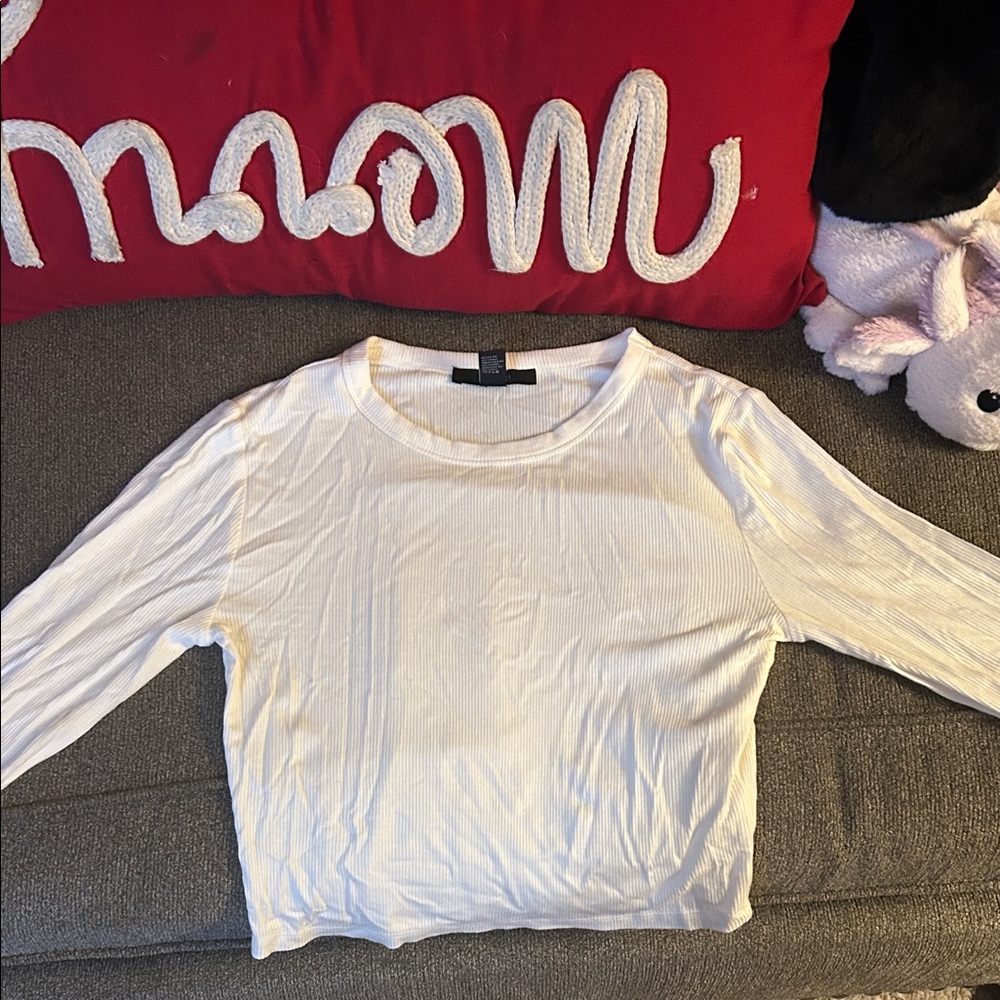 Forever 21 Cream Long Sleeve Blouse